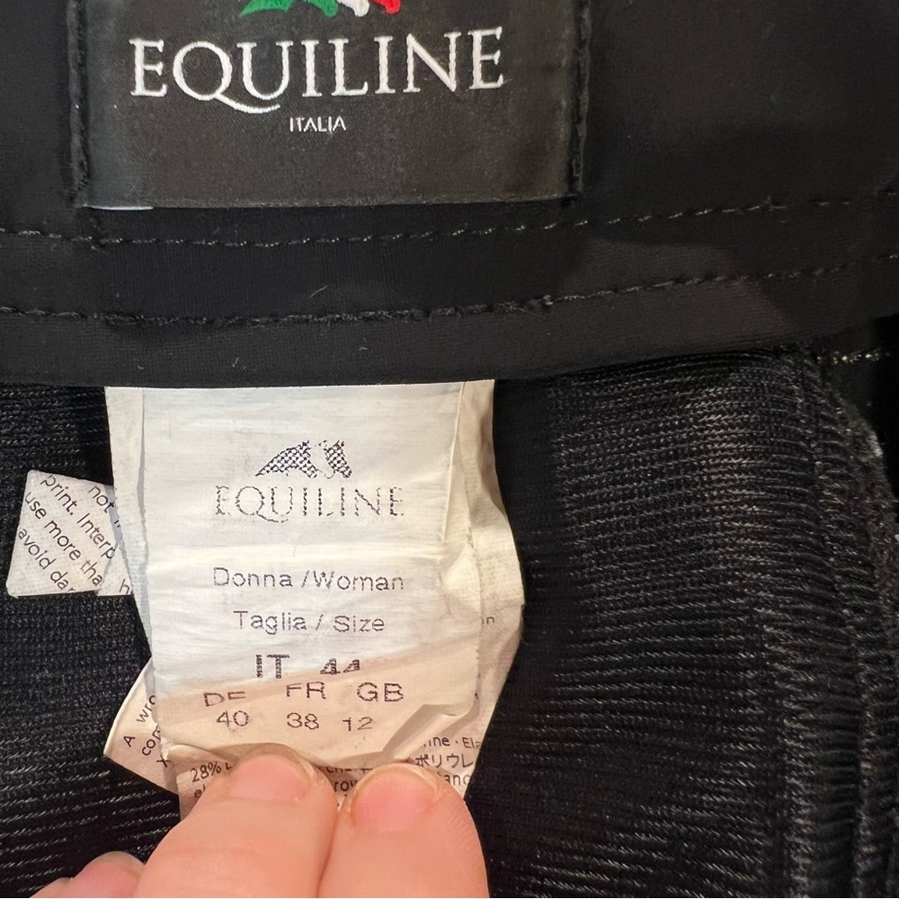 Equiline Women’s Black Equestrian Breeches with Grip Panels IT44/US28 - Picture 8 of 11